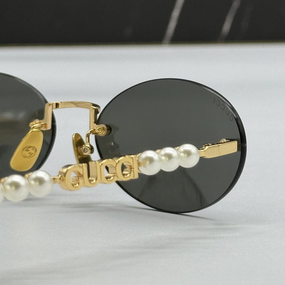 NEW GUCCI SUNGLASSES GOLD WOMEN OVAL EYEWEAR GUCCI GG1922S 001 - Picture 10 of 13